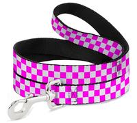 Buckle-Down Pet Leash, Dog Leash, Checker Fuchsia Pink White, 6 Feet Long 1.5 Inch Wide