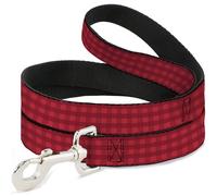 Buckle-Down Pet Leash, Dog Leash, Christmas Pajama Plaid Reds, 4 Feet Long 1.5 Inch Wide