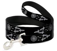 Buckle-Down Pet Leash, Dog Leash, Dream Catcher Black White, 4 Feet Long 0.5 Inch Wide