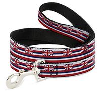 Buckle-Down Pet Leash, Dog Leash, Hawaii Flag Continuous Repeat, 6 Feet Long 0.5 Inch Wide