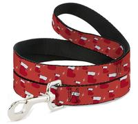 Buckle-Down Pet Leash, Dog Leash, Holiday Christmas Stocking and Star Red White, 4 Feet Long 0.5 Inch Wide