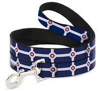 Buckle-Down Pet Leash, Dog Leash, Indianapolis Flag Navy Blue White Red, 6 Feet Long 1.5 Inch Wide