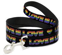 Buckle-Down Pet Leash, Dog Leash, Love Is Love Heart Black Rainbow, 6 Feet Long 1.5 Inch Wide