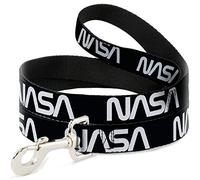 Buckle-Down Pet Leash, Dog Leash, NASA Text Black White, 4 Feet Long 1.5 Inch Wide
