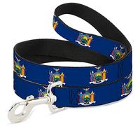 Buckle-Down Pet Leash, Dog Leash, New York Flag Continuous, 6 Feet Long 1.0 Inch Wide
