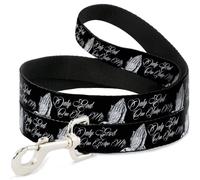 Buckle-Down Pet Leash, Dog Leash, Only God Can Judge Me Script Praying Hands Black White, 6 Feet Long 1.5 Inch Wide
