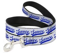 Buckle-Down Pet Leash, Dog Leash, Sauce Baseball Script White Blue, 6 Feet Long 1.0 Inch Wide