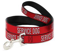 Buckle-Down Pet Leash, Dog Leash, Service Dog Text Red Black White, 4 Feet Long 1.5 Inch Wide