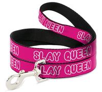 Buckle-Down Pet Leash, Dog Leash, Slay Queen Bubble Text Pink White, 6 Feet Long 1.5 Inch Wide