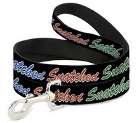 Buckle-Down Pet Leash, Dog Leash, Snatched Script Black Multi Color, 6 Feet Long 1.0 Inch Wide