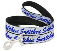 Buckle-Down Pet Leash, Dog Leash, Snatched Script White Blue, 4 Feet Long 1.0 Inch Wide