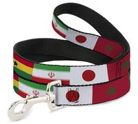 Buckle-Down Pet Leash, Dog Leash, Soccer Fan World Cup Team Country Flags, 4 Feet Long 1.0 Inch Wide