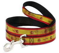 Buckle-Down Pet Leash, Dog Leash, Spain Flag Continuous Vintage, 4 Feet Long 1.0 Inch Wide