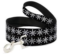 Buckle-Down Pet Leash, Dog Leash, Starry Snowflakes Black White Gray, 4 Feet Long 1.5 Inch Wide