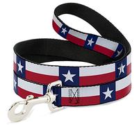 Buckle-Down Pet Leash, Dog Leash, Texas Flag Continuous Repeat, 6 Feet Long 1.0 Inch Wide