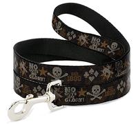 Buckle-Down Pet Leash, Dog Leash, Western No Guts No Glory Skull and Crossbones Browns Gray, 6 Feet Long 0.5 Inch Wide