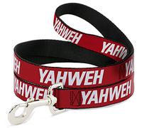 Buckle-Down Pet Leash, Dog Leash, Yahweh Text Red White, 4 Feet Long 1.5 Inch Wide