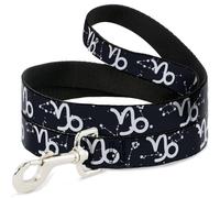 Buckle-Down Pet Leash, Dog Leash, Zodiac Capricorn Symbol Constellations Black White, 4 Feet Long 0.5 Inch Wide
