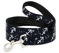 Buckle-Down Pet Leash, Dog Leash, Zodiac Sagittarius Symbol Constellations Black White, 4 Feet Long 1.5 Inch Wide