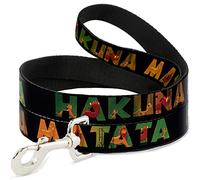 Buckle-Down Pet Leash - HAKUNA MATATA Black/Lion King Scenes - 4 Feet Long - 1/2" Wide