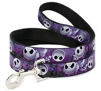 Buckle-Down Pet Leash - Jack Expressions/Ghosts in Cemetery Purples/Grays/White - 6 Feet Long - 1" Wide