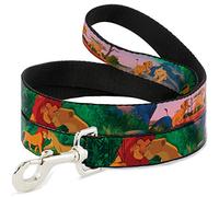 Buckle-Down Pet Leash - Lion King Simba & Nala Growing Up Scenes - 4 Feet Long - 1" Wide