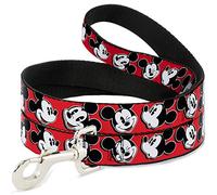 Buckle-Down Pet Leash - Mickey Mouse Expressions Red/Black/White - 6 Feet Long - 1" Wide