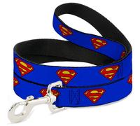 Buckle-Down Pet Leash - Superman Shield Blue - 4 Feet Long - 1.5" Wide