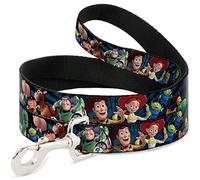 Buckle-Down Pet Leash - Toy Story Characters Running Denim Rays - 6 Feet Long - 1/2" Wide