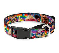 Buckle-Down "Pets & Snacks Rainbow Collage" Martingale Dog Collar, 1" Wide-Fits 9-15" Neck-Small