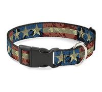 Buckle-Down Plastic Clip Collar - Americana Vintage Stars & Stripes - 1/2" Wide - Fits 9-15" Neck - Large