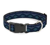 Buckle-Down Plastic Clip Collar - Aztec3 Blues - 1/2" Wide - Fits 9-15" Neck - Large