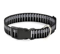 Buckle-Down Plastic Clip Collar - Bullets Black/Gray - 1/2" Wide - Fits 6-9" Neck - Small
