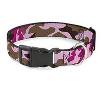 Buckle-Down Plastic Clip Collar - Camo Pink - 1" Wide - Fits 15-26" Neck - Large