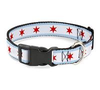 Buckle Down Plastic Clip Collar - Chicago Flag - 1" Wide - Fits 11-17" Neck - Medium