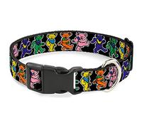 Buckle-Down Plastic Clip Collar - Dancing Bears Black/Multi Color - 1/2" Wide - Fits 8-12" Neck - Medium