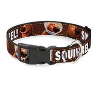 Buckle-Down Plastic Clip Collar - Dug 3-Poses/SQUIRREL! Brown/Yellow/White - 1.5" Wide - Fits 13-18" Neck - Small