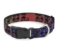 Buckle Down Plastic Clip Collar - Grateful Dead Text w/Skull & Roses Rainbow Fade