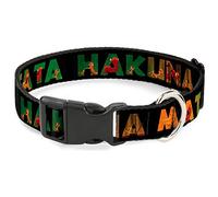 Buckle-Down Plastic Clip Collar - HAKUNA MATATA Black/Lion King Scenes - 1" Wide - Fits 11-17" Neck - Medium