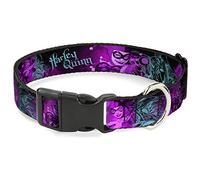 Buckle Down Plastic Clip Collar - HARLEY QUINN Pow & Aiming Poses/Joker Sketch Black/Turquoise/Fuchsia