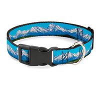 Buckle-Down Plastic Clip Collar - Landscape Snowy Mountains - 1" Wide - Fits 15-26" Neck - Large