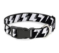Buckle-Down Plastic Clip Collar - Lightning Bolts Sketch Black/White - 1" Wide - Fits 11-17" Neck - Medium