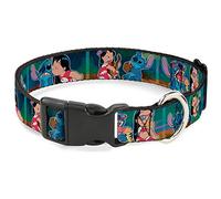 Buckle-Down Plastic Clip Collar - Lilo & Stitch 5-Scene Blocks - 1/2" Wide - Fits 8-12" Neck - Medium