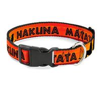 Buckle-Down Plastic Clip Collar - Lion King HAKUNA MATATA Sunset Oranges/Black - 1" Wide - Fits 15-26" Neck - Large