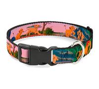 Buckle-Down Plastic Clip Collar - Lion King Simba & Nala Growing Up Scenes - 1.5" Wide - Fits 13-18" Neck - Small