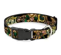 Buckle-Down Plastic Clip Collar - LOKI Poses Black/Gold/Green