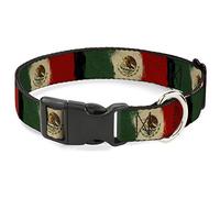 Buckle-Down Plastic Clip Collar - Mexico Flag Distressed Painting - 1/2" Wide - Fits 8-12" Neck - Medium