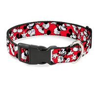 Buckle-Down Plastic Clip Collar - Mickey Mouse Poses Scattered Red/Black/White - 1.5" Wide - Fits 16-23" Neck - Medium