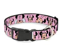 Buckle-Down Plastic Clip Collar - Minnie Mouse Expressions Polka Dot Pink/White - 1" Wide - Fits 15-26" Neck - Large