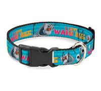 Buckle-Down Plastic Clip Collar - Olaf Pose I LOVE WARM HUGS Stripe Blues - 1" Wide - Fits 15-26" Neck - Large